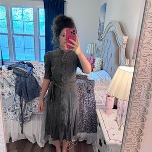 Who What Wear Washed Gray Button-Front Midi Dress